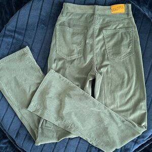 New Green Corduroy flare Pants Size 4/S Velvet Womens
